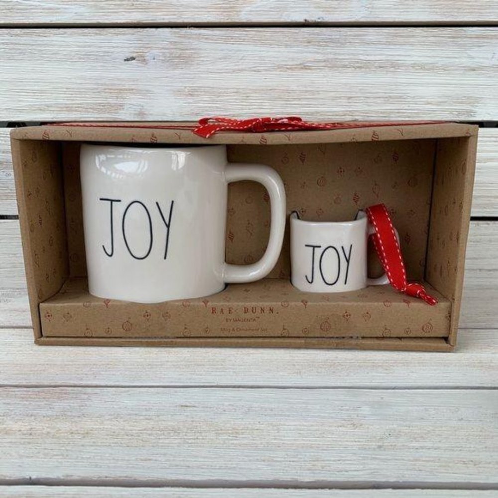 RAE DUNN Christmas Joy Mug & Mini Mug Orna…